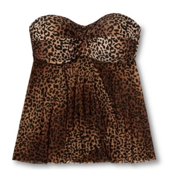 Merona Cheetah print tankini swimsuit top size M - Picture 4 of 14